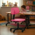 thumbnail image 2 of Homy Casa Small Adjustable Kids Desk Chair with Swivel Wheels, Pink Plastic Seat and Backrest, 2 of 7