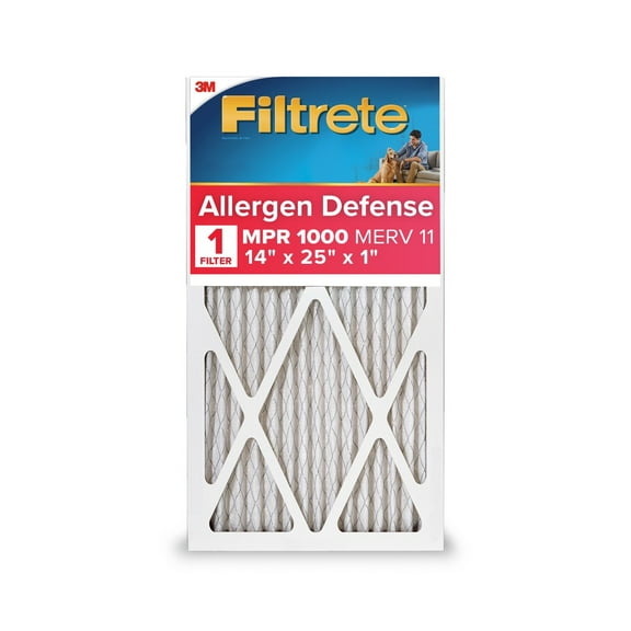 Filtrete 14x25x1 HVAC Furnace Air Filter, MPR 1000 MERV 11, Allergen Defense, 1 Filter