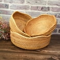 thumbnail image 6 of Piwvid Handmade Rattan Round Fruit Basket Food Storage Bowls Kitchen Organizer Snack Serving Bowl, Boho Wicker Bread Bowl Woven Basket Décor for Nuts with Wavy Edge, 3 Size Options, 6 of 9