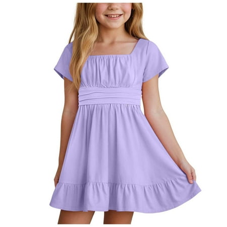 Gubotare Toddler Dresses Birthday Girls Costume Dress Outfits for Kids Birthday Party Dress (Light Purple Size 10-11 Years)