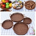 thumbnail image 3 of Inteprter Bandeja tejida, bandejas de almacenamiento con asa, de pan ligero, cesta de almacenamiento de cocina portátil, sala de estar, Decoración del hogar Goma de flor amarilla 25 cm * 4.5 cm, 3 of 6