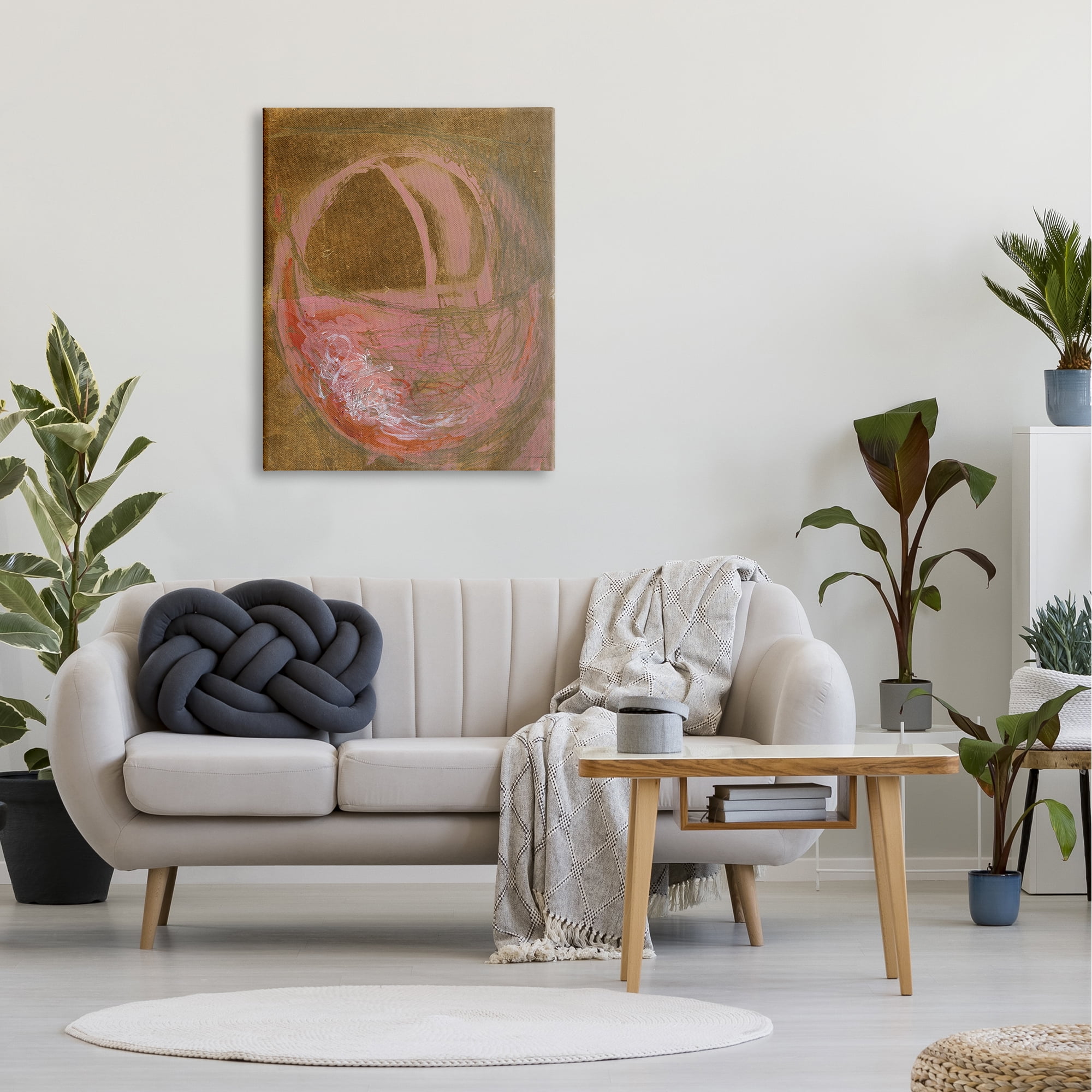 Stupell Industries Rustic Abstract Pink Circle Sketch Graffiti,30 x 40, Design by Kamdon Kreations