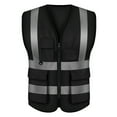 thumbnail image 1 of GOGO 5 Pockets High Visibility Zipper Front Breathable Safety Vest with Reflective Strips, Uniform Vest-Black-XXL, 1 of 7