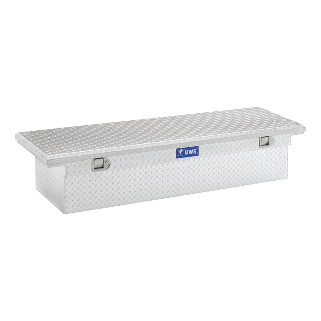 UWS TBS-66-LP Tool Box Crossover Low Profile; Single Lid; Diamond Tread; Bright; Aluminum; 66-7/8 Inch Length x 20 Inch Width x 14-1/2 Inch Height