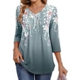 thumbnail image 2 of Fantaslook 3/4 Length Sleeve Womens Tops Dressy Casual Boho Blouses V Neck Pleated Tunic Tops Work Shirts, 2 of 8