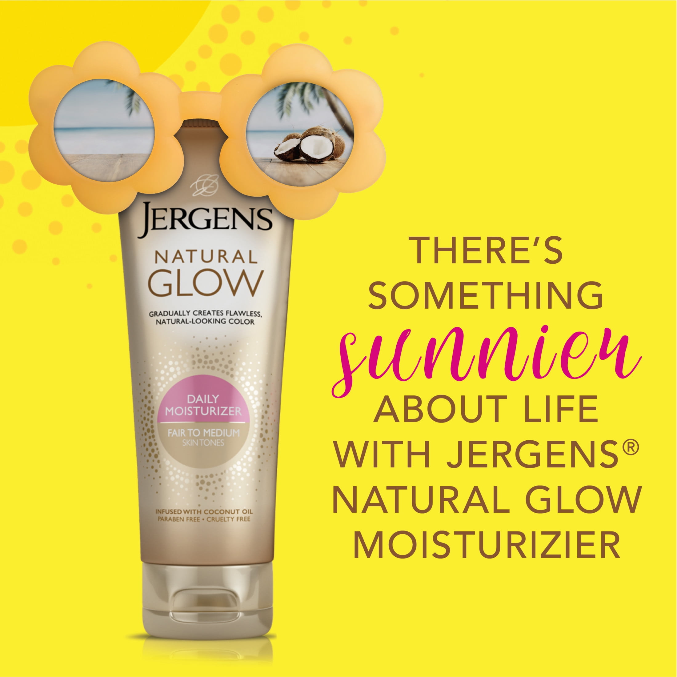 Jergens Natural Glow Daily Moisturizer Sunless Self Tanner Body Lotion, Fair To Medium, 2 Oz