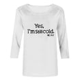 thumbnail image 6 of JTZGDY Funny Letters Print 3/4 Sleeve Tops for Women Plus Size Vintage Graphic Basic Crewneck Pullover Loose Lightweight Oversized Casual Dressy Tunic Tees Shirt Blouse C-White S, 6 of 7