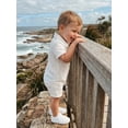 thumbnail image 5 of BemeyourBBs Newborn Baby Boy Shirt Romper Summer Clothes Lapel Neck Short Sleeve Button Down Front Jacquard Bodysuit Jumpsuit One Piece Outfits, 5 of 9