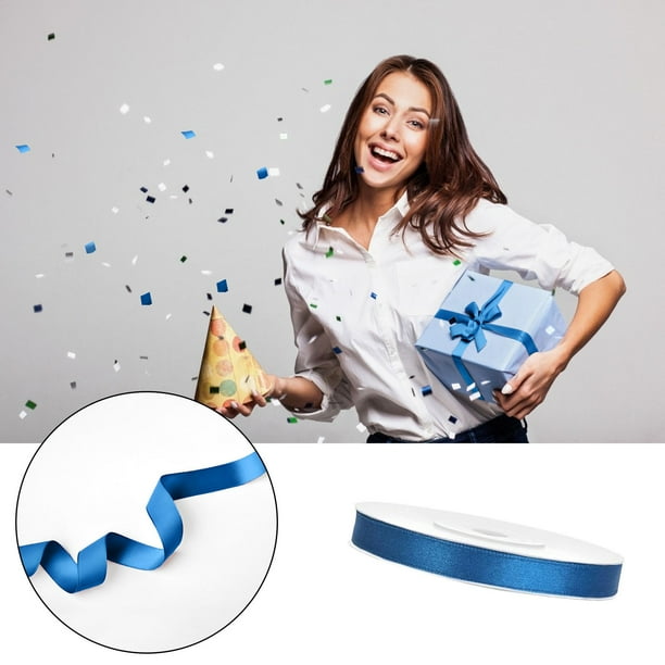 Xihbxyly Cinta Azul de Poliéster, Elegante Lazo Decorativo, Versátil para Envolver Regalos, Decorar Fiestas y Bodas, Ideal para Manualidades, Rollo de 6 Mm X 25 M, Juego de 1 Pieza.