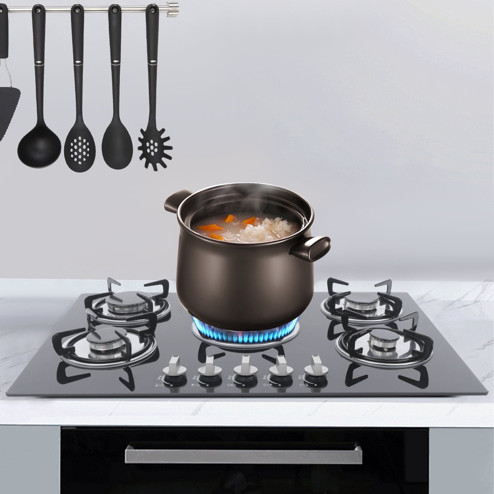 5 Burners Built-In Stove Top Gas Cooktop Burner Kitchen Cooktop Gas Cooking for Homes or Restaurants