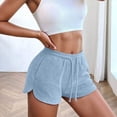 thumbnail image 4 of Pantalones Cortos de Pijama de Punto Gofre para Mujer, Suaves, con Cordón Ajustable, Informales, para Hacer Ejercicio y con Bolsillos. Azul XL, 4 of 8