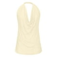 thumbnail image 6 of Sijiajgjfu Womens Sleeveless Shirts Drap Hanging Neck Tank Tops Business Dressy Work Basic Blouses Beige L, 6 of 8