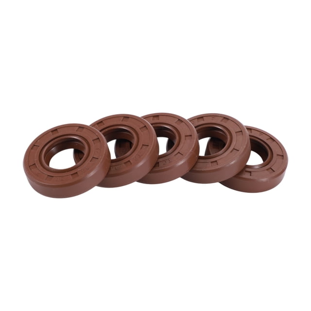 Sello de aceite universal TC de doble labio con resorte de acero Unique Bargains 14x30x7mm alta presión de caucho de fluorina marrón 5 Pcs