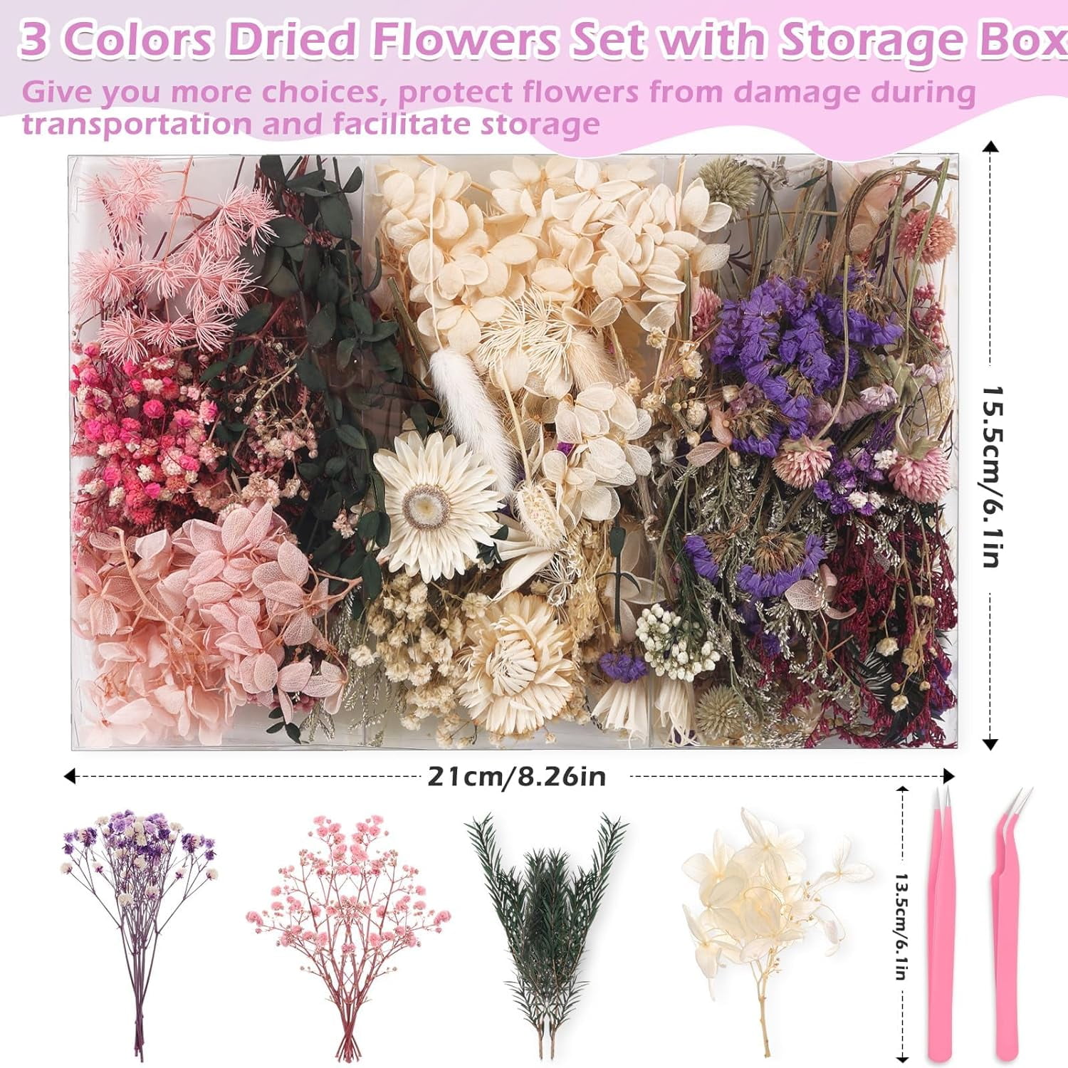 Real Dried Flowers 100% Natural Flowers, Mixed Colors Leaf for DIY Arts and Crafts Candles Resin Jewelry Nail Pendant Cards Scrapbooking Wedding Home Decoration