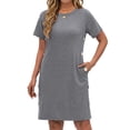 thumbnail image 3 of Fantaslook Short Sleeve Womens Summer Dresses Casual Button Tunic Dress with Pockets, 3 of 11
