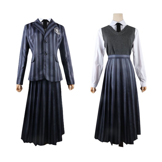 Traje de vestir de mujer Estilo de uniforme escolar Cos Ropa Miércoles Traje gris para niñas