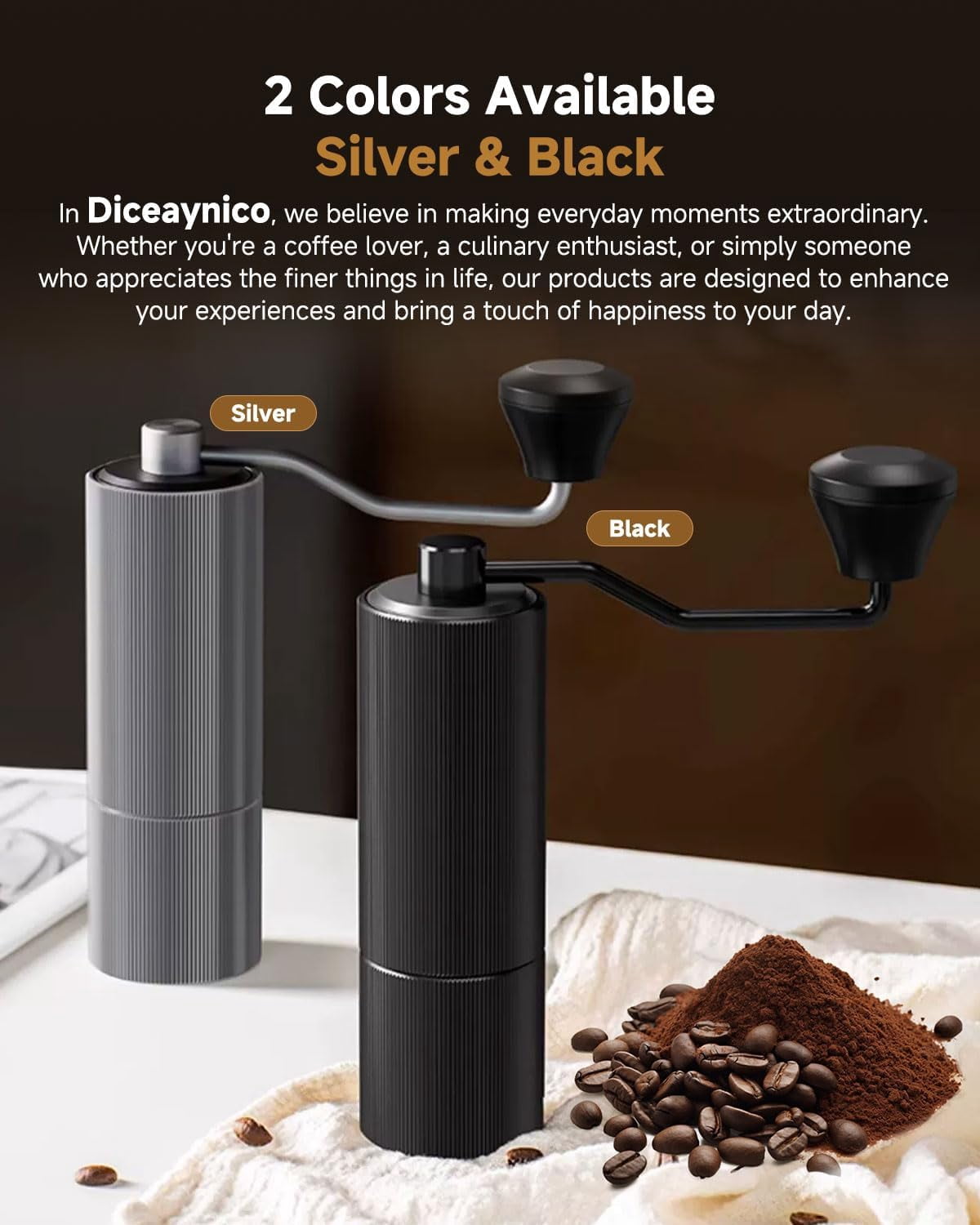 Manual Coffee Grinder with 30 Adjustable Settings, CNC Stainless Steel Burr for Espresso French Press
