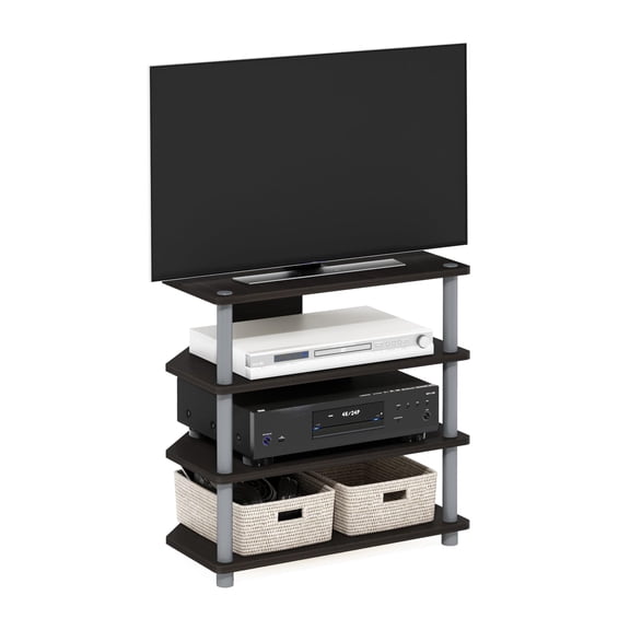 Furinno ECON Wood 4-Tier Petite TV Stand for TV up to 25" in Espresso/Gray