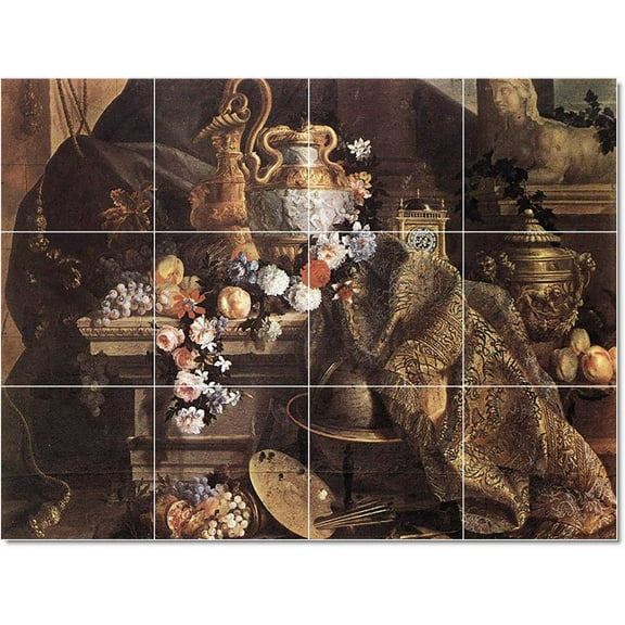 Ceramic Tile Mural-Jean-Baptiste Monnoyer Flowers Painting 199. 17" w x 12.75" h using (12) 4.25 x 4.25 ceramic tiles