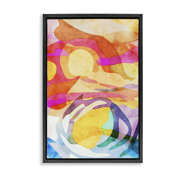 Stupell Industries Overlapping Transparent Shapes Abstract Painting Black Floater Framed Canvas Art Print Wall Art, 17 x 25