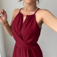 thumbnail image 5 of DORKASM Basic Jumpsuit Casual Waist Button Tie Jumpsuit For Women Vermilion 2XL, 5 of 5