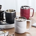 thumbnail image 5 of 304 Stainless Steel Mug Simple Office Tea Cup With Lid Insulation Practical Portable Lazy Rotating Mug, 5 of 8