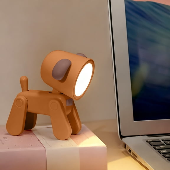 Cartoon Puppy Night Light, USB Rechargeable LED Desk Lamp, Poseable Mini Ambient Light, Cute Bedside Accent for Bedroom Office or Dorm