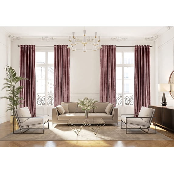 3S Brother's Red Extra Long Shiny Velvet Curtains Luxury Colors Light Blocking Hang Back Tab & Rod Pocket 1 Panel Curtain 5-30 Ft Home Décor Custom Made Drapes -Made in Turkey(52"W X 252"L)