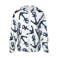 thumbnail image 2 of Uemuo Navy Blue Anchor Pattern Women's Full Zip UPF 50+ Sun Protection Hoodie Jacket Long Sleeve Sun Shirt Hiking Outdoor Performance with Pockets-3X-Large, 2 of 9