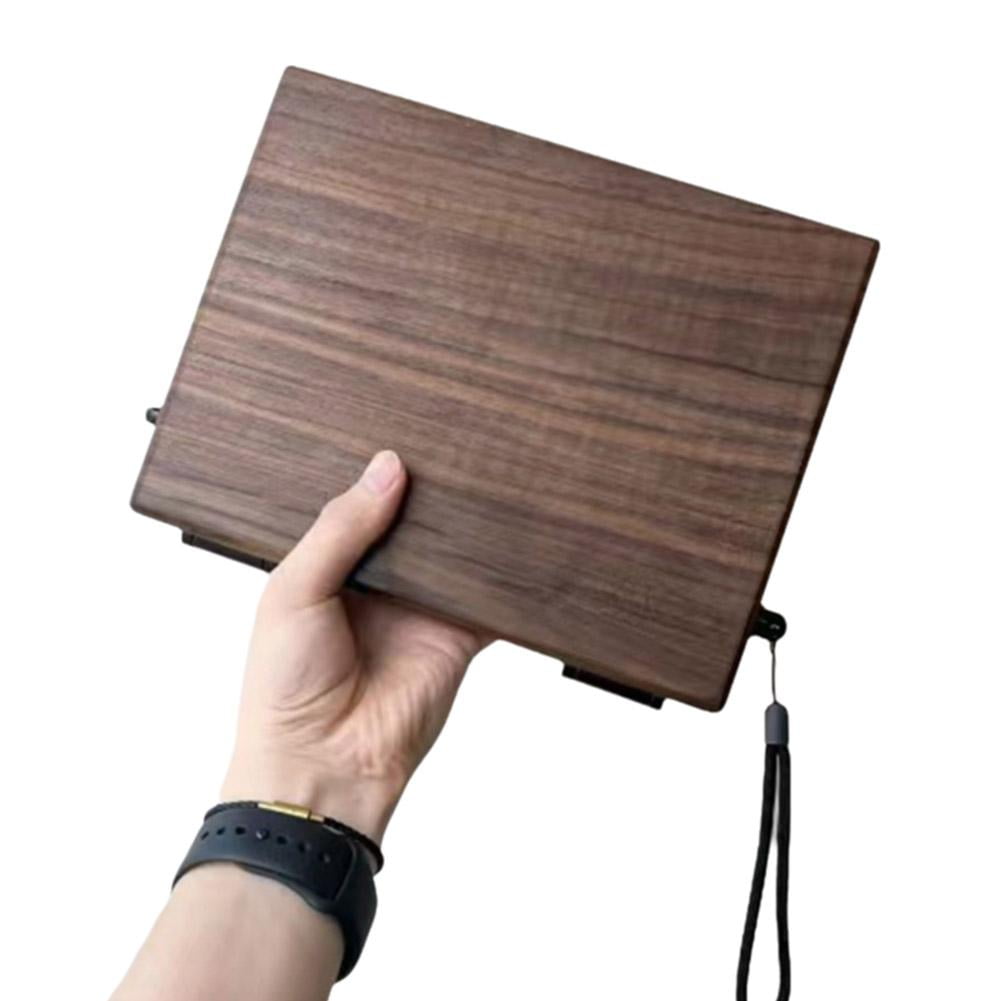 Black Walnut Wood Watercolor Paint Box 27 Slots Palette with Brush Holder