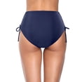 thumbnail image 4 of Women Bikini Bottoms Sexy Ruched Swim Bottom Swimsuit High Waist Half Coverage Tankini Shorts Navy M, 4 of 4