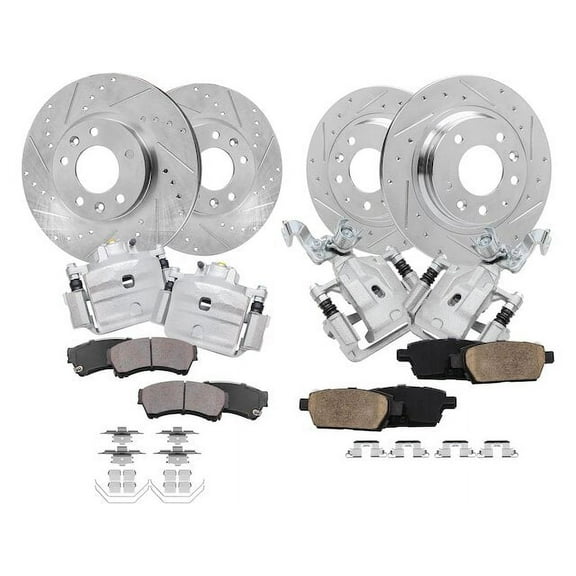 Front and Rear Brake Pad Rotor and Caliper Set - Compatible with 2006 - 2013 Mazda 6 2007 2008 2009 2010 2011 2012