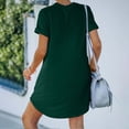 thumbnail image 3 of ZZwxWA 2025 Women's Summer T Shirt Dress Casual Round Neck Roll Up Short Sleeve Dresses Soft Comfy A Line Beach Sundress, 3 of 6