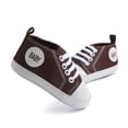 thumbnail image 5 of Quealent Unisex Baby Boys Girls High Top Sneaker Soft Anti-Slip Sole Newborn Infant First Walkers Canvas Denim Shoes Coffee for Size 3.5, 5 of 9