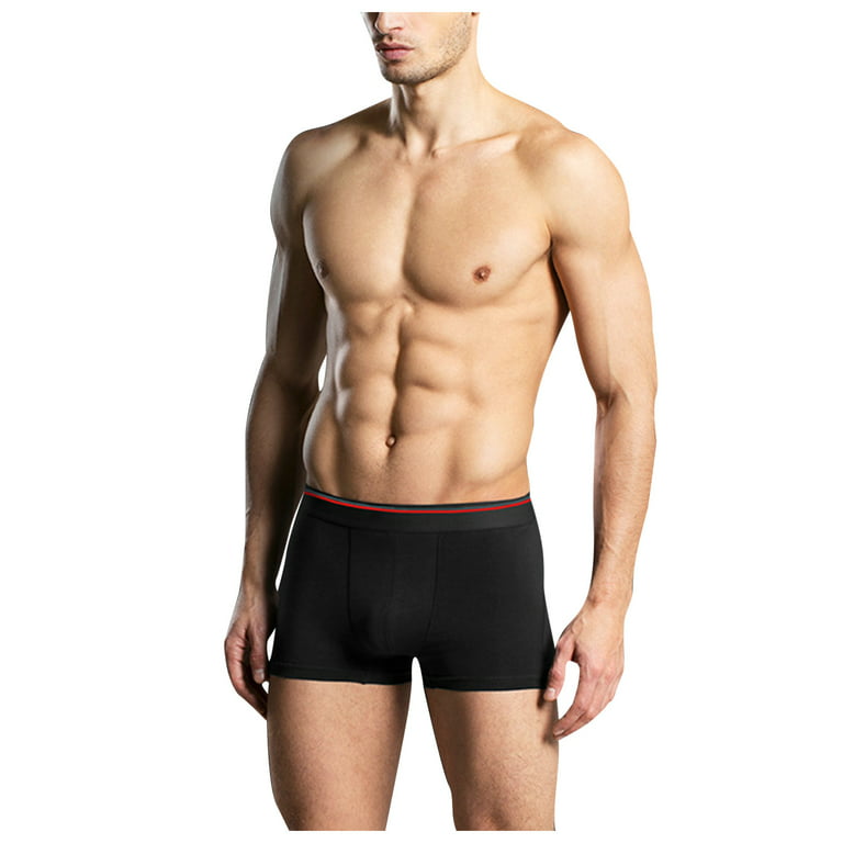 KaLI_store Men'S Underwear Mens Boxer Briefs Breathable Hot Mesh Underwear  Black,L