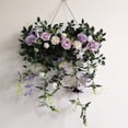 thumbnail image 1 of Tong Floral Wall Hanging Purple And White Roses With Leaves Trailing Vines, 1 of 5