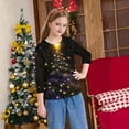 thumbnail image 6 of YUNAFFT Girls Christmas Print Casual 3/4 Sleeve Round-Neck Blouses & Shirts Cotton-Like Comfort Fit Elastic 4-14Y, 6 of 7