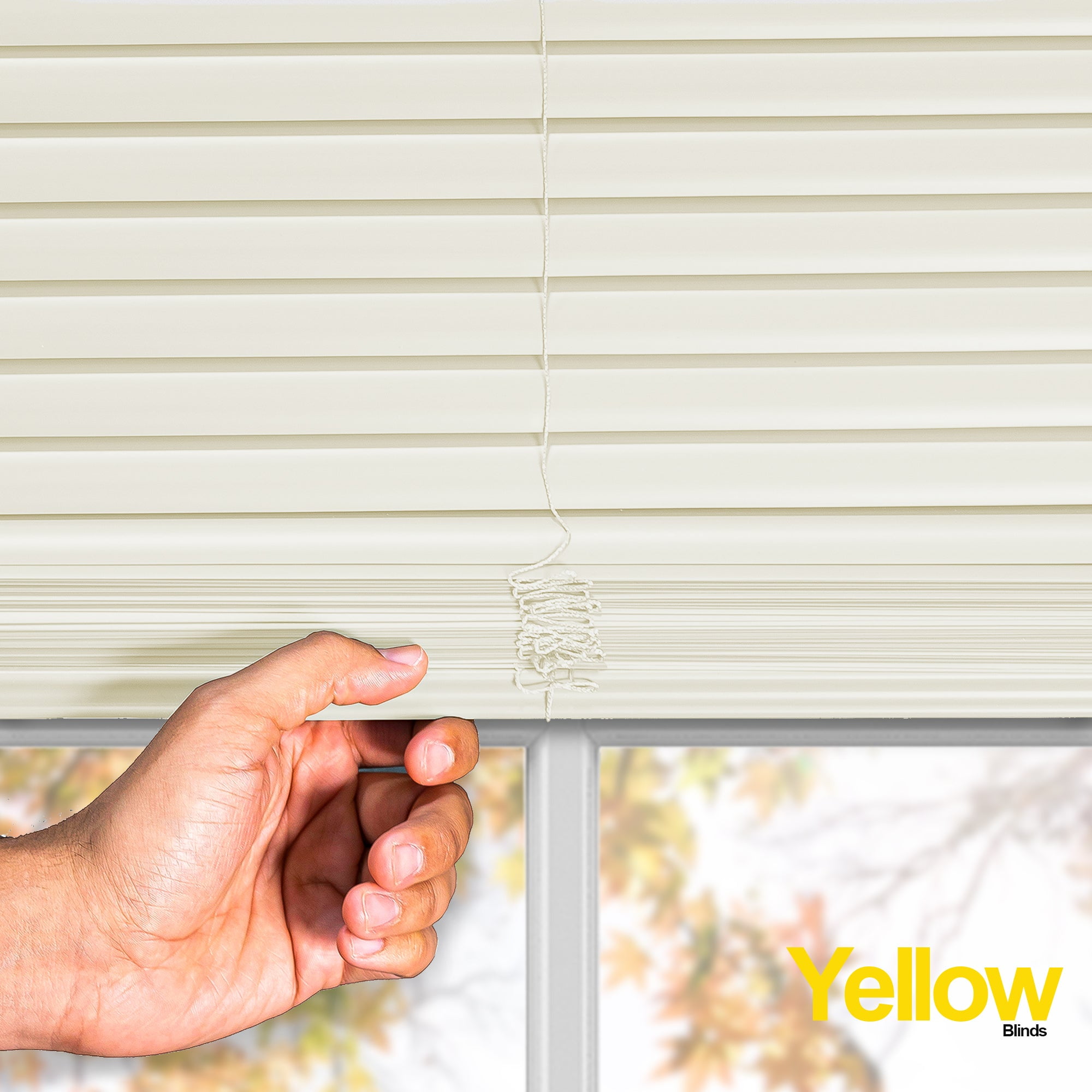 Grand Off-White 54 in. W X 84 in. H Cordless Light Filtering Vinyl Mini Window Blinds with 1 in. Slats