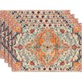 thumbnail image 2 of Boho Placemats Set of 4, Daily Orange Teal Flowes Bohemia Table Mats for Home Party Dining Decoration 12x18 Inch, 2 of 11