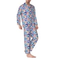 thumbnail image 2 of Sikiie Cartoon colorful cute cat Mens Pajama Set, Soft Warm Long Sleeve Sleepwear, Cozy Button-Down Pjs for Men-X-Large, 2 of 7
