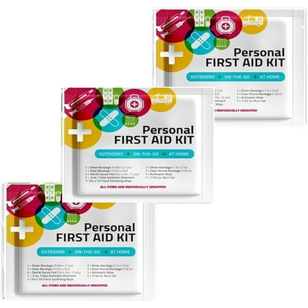 First Aid Emergency Medical Kit Mini and Travel Size - | Great for Kids, Schools, Business, Hiking, Camping | Wound Care Products (Multi-Color) (3)