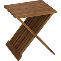 Bare Decor Rocco Folding Stool in Solid Teak Wood, Brown, 17 Inch