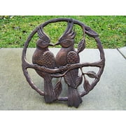 Hose Holder w Lovebird Motif in Rust-Resistant Antique Bronze Finish