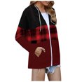 thumbnail image 2 of Puntoco mujeres Casual manga larga bolsillo suelto estampado cremallera medio y largo tops sudaderas con capucha blusa de mujer Puntoco Puntoco-838, 2 of 7