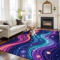 thumbnail image 3 of Neon Style Washable Living Room Rugs 5'x8', Abstract Boho Colorful Flowing Waves Low Pile Throw Large Area Rug Non-Slip Sturdy Edge Binding Carpet for Living Room Kitchen Office, 3 of 9