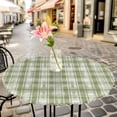 thumbnail image 6 of Sage Green Plaid Round Tablecloth for 55-60 Inch Tables, Fitted Table Cover with Elastic Edge, Modern Art Checkered Farmhouse Waterproof Outdoor Table Cloth Protector for Patio Garden Dinner Picnic, 6 of 9
