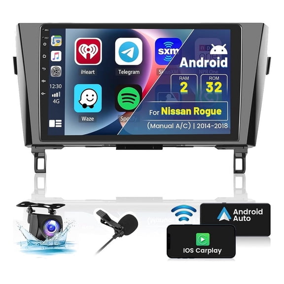 Stereo Nissan Rogue 2014-2018 Carplay Android GPS 2G 32G