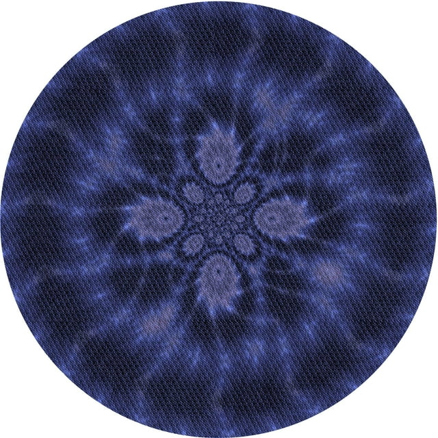 Ahgly Tapis Rond Lavable en Machine Intérieur Transitionnel Bleu Nuit, 3 Pieds Rond
