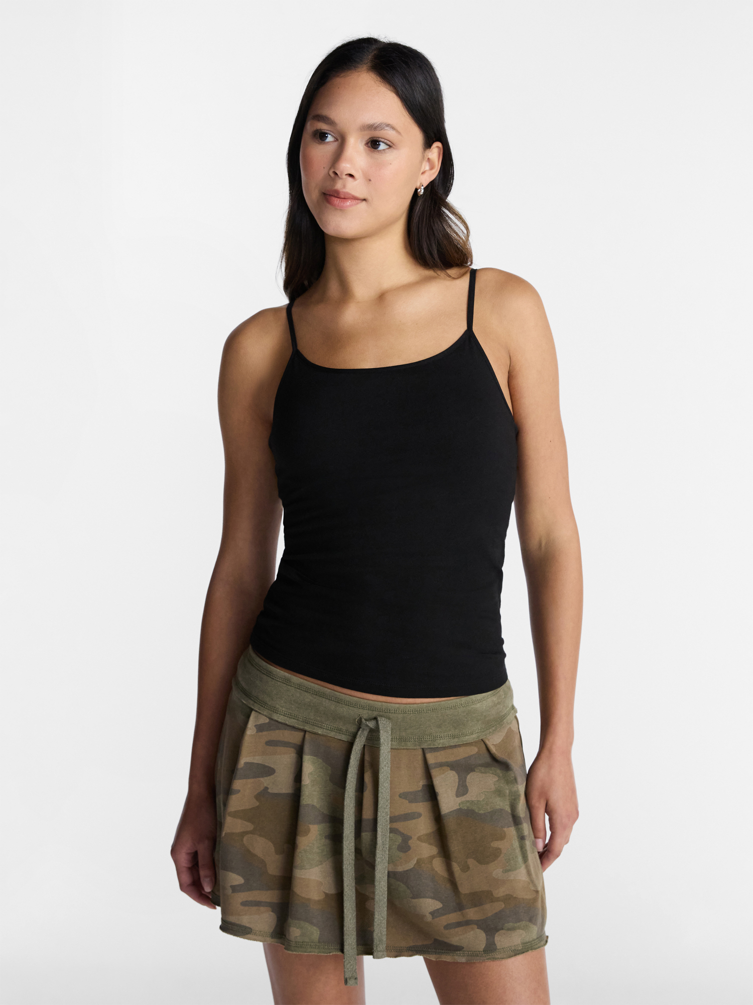 No Boundaries Cropped Cami Top with Shelf Bra, Women's XXS-XXL