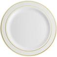 thumbnail image 2 of 100pc. Plastic Party Plates White Gold Rim, 50 Premium 10.25in. Dinner Plates and 50 Disposable 7.5in. Dessert Plates, 2 of 4